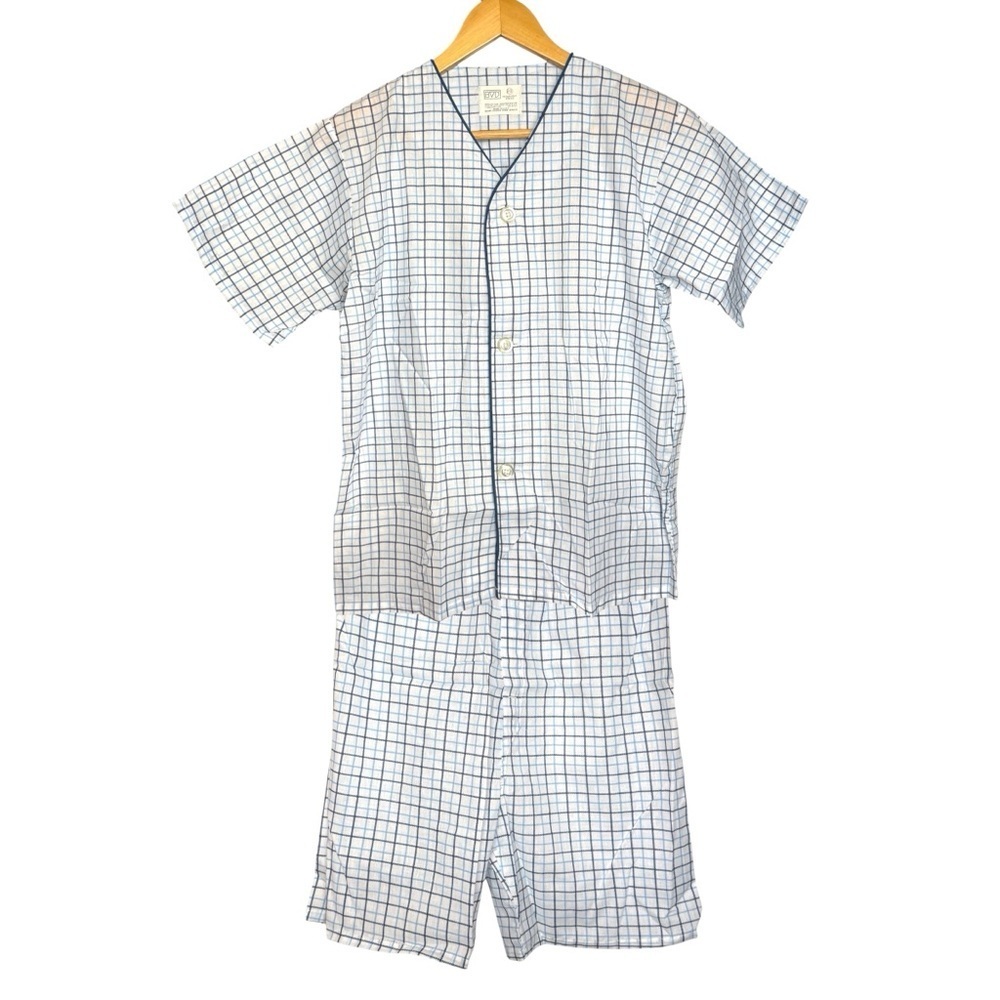 BVD Permanent Press Boys Pajama Set Size 20 Short Sleeve Shorts Blue Vintage